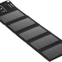 Homgee 10W/5V Portable Solar r with USB Port Foldable 5 Solar Panel Camping Hiking Travel Compact Solar Power Phone r for Tablet Laptop Cellphones Black-11