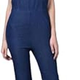 Women's Denim Solid Shoulder Straps Jumpsuit (Blue, S)-PID61787-picture-30