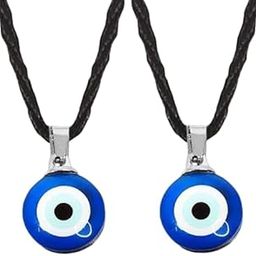 Uniqon JAR0534 Big Size Unisex Round Dual Side Blue Stone Moti/Bead Evil Eyes Nazar Suraksha Kavach Locket Pendant Charm Necklace With Cotton Thread Dori-image-5