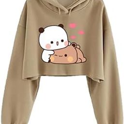 Two Teddy Crop Hoodie Sweatshirt Women Girl Cute Casual Stylish Latest White Black Pink Lavender Beige-image-99