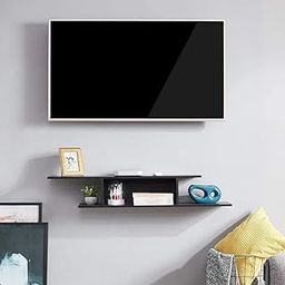 WOOD STUDIO Wall-Mounted TV Setup Box Stand with 1 Floating Shelf - Modern Style - 54 cm L x 22 D x 30 H - Living Room, Hall, Home Entertainment-picture-0
