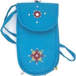 Cotton Handmade Women's Mobile Sling Bag with Saree Hook Traditional Ladies Gift Item Ethnic Crossbody Bag for Girls Embroidered 7 Inch Multicolor-19