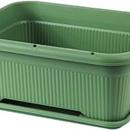 UJEAVETTE Flower Box with Drainage Holes Rectangular Household Decor Vegetable Planter Dark Green-image-28