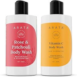 Arata Rose & Patchouli & Vitamin C Body Wash Duo | Brightens, Evens Tone & Deeply Hydrates | 24 Hour Moisture & Long-Lasting Fragrance | No Parabens & Sulfates | For All Skin Types | 600ml-image-56