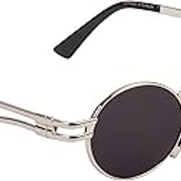 UV Protected Round Unisex Sunglasses - (B80579MG3585Z | Black Lens | Silver Frame)-image-20
