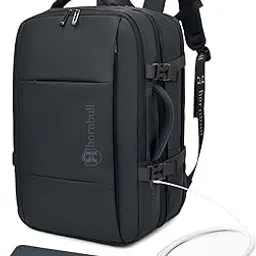 hornbull Washington Black Backpack 42L Office Travel 17 inch Laptop Backpack 3 in 1 Expandable & Convertible USB & Type-C Port Water-resistant Multi Compartment Overnight Backpack for Men and Women-picture-7