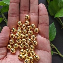 Golden Moti Ball,Chiku’s Golden Beads 1000 pcs 6mm, Smooth Surface with Hole Well Polish, Shiny Moti for Craft Works, School Projects, Jewelry Making, DIY Cradft (Size 6mm, Plastic 1000 pcs)-29