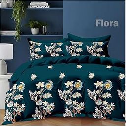 Laying Style™Glace Cotton AC Comforter Set Double Bed King Size with Elastic Fitted Bedsheet & 2 Pillow Covers, 4 Pieces Bedding Set | AC Quilt | AC Dohar (Size:90 x 100 inch 72x78 Inch- Multi-picture-24