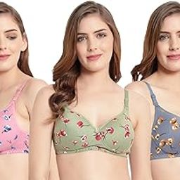 Women's Everyday Cotton Non Wired Padded Printed Daily Use Regular Bra Combo Pack of 3-picture-8