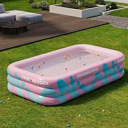 CALANDIS™ Inflatable Swimming Pool Paddling Pool for Kids and Adults Lawn Outdoor Pink 2.1m | Inflatable & Kid Pools | Swimming Pools | Pools & Spas | Yard, Garden & Outdoor Living-image-72