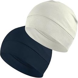 Cotton Skull Caps for Men and Women,2-Pack Lightweight Beanie Sleep Hats Breathable Helmet Liner Biking Running Cycling-image-43
