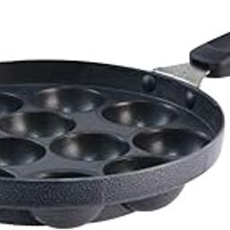 Wonderchef Non-Stick Appa Kara Cookware with 12 cavities | Appam PatraPaniyarakkal | Paniyaram | Appam Pan | Pan Cake Maker | Ponganal Maker | Kuzhi Paniyaram | Paddu Tawa | Cool Touch Bakelite Handle | Pure Grade Aluminium | PFOA Free | 1 Year Warranty | Black-32