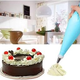 Prajapat Brothers Pack of 3_Cake Decorating Nozzle with Piping Bag Stainless Steel Piping Cream Frosting Nozzles (Color: Assorted)-1