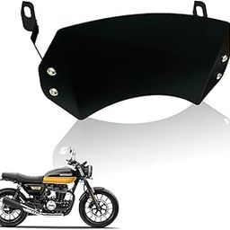 MOTO GENIUS Metal Visor Windscreen Windshield Deflector for Honda H'ness CB 350 | Heavy Quality Flyscreen with Mount for Motorbike | Wind Sheld Protector (Black)-image-83