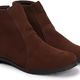 Women's Suede Ankle Boots, Brown, Flat Heel, Casual Style-image-48