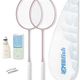 MBFISH Badminton Racket Set with 2 Carbon Fiber Rackets, 3 Shuttlecocks, 2 Racket Grip Tapes and 1 Badminton Bag - Perfect for Beginners & Outdoor Games Rosegold-image-85