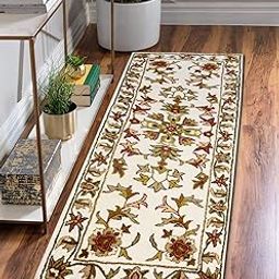 Bunkar Carpets Runner Rug for Bedroom | Living Room | Sofa Floor - Handmade Pure Wool - 2.5 FT x 7 FT - Ivory Cream - Floral Design-image-49