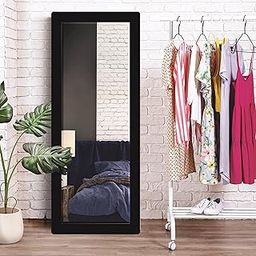 Creative Arts n Frames 15x40 inch Long Fiber Wood Rectangular Wall Hanging Wall Mount HD Mirror Home Decor Items (15x40 Classic Black)-28