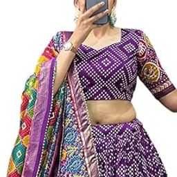 Women's Tussar Silk With Patola Print And Foil Work Readymade Lehenga choli (BINDI)-picture-45