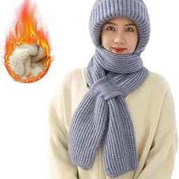 Winter Cap for Women Woolen Cap with Mufflers for Women 2-in-1 Integrated Hat & Scarf, Windproof Winter Woolen Cap with Ear Protection,Soft & Comfortable, (Multicolor)-picture-17