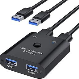 USB 3.0 Switch 2 in 2 Out, USB Switcher 2 Computers Sharing Keyboard Mouse Printer Scanner, USB switcher, Keyboard Mouse Switch, 2 Port USB Selector with 2 USB 3.0 Cables, Printer Splitter-21