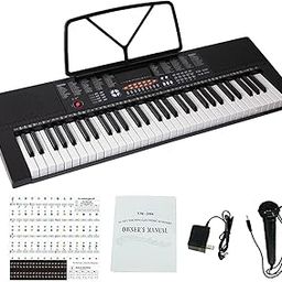 XMike - Piano Keyboard with 61 Keys for Beginners, LCD Display YM288 Eletronic Digital Piano Keyboard with Sheet Music Stand, Power Supply (Black, Keyboard)-image-48