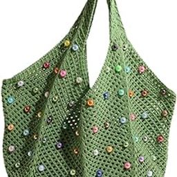 LICHTS®Woven Beach Summer Bag Casual Fashion Summer Crochet Purse for Gift Spring Shopping Green|Clothing, Shoes & Accessories | Womens Handbags & Bags| Womens Handbags & Bags|1 Woven-image-93
