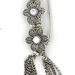Silver Plated Saree Pin Oxidised Safety pin Fancy Women Dupatta Hijab Chunri Safety Pin s11-11