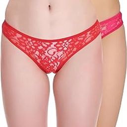 Women's Mid-Rise Net Self Design Panties Bikini Briefs Set (Pack of 2)-picture-36