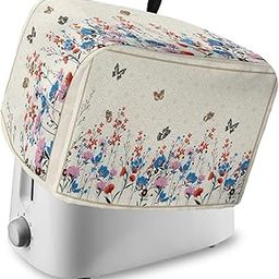 2 Slice Toaster Cover, Bread Machine Cover Spring Pink Blue Flower Butterfly Rustic Kitchen Appliance Dust Cover with Top Handle Fingerprint Protection Lightweight Kitchen Toaster Cover-77