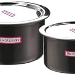 Flixbloom Ebon Black Combo 1 Litre + 3 Litre Hard Anodised Induction Bottom | LPG Gas Stovetop Friendly Kitchen Deep Cooking Cookware with Lid Tope/Patila/Bhagona Cook with Serve-image-69