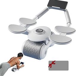 RELEMTRA New Automatic Rebound Ab Abdominal Exercise Roller Wheel with Elbow Support and Timer and Resistance Bands Set for Men and Women Great Fitness Equipment for Training Yoga Home Workout-4