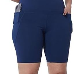 BlissClub Women The Ultimate Shorties | High Waist |Mid Thigh Length | Gym Shorts for Women | 2 Pockets | CloudSoft Fabric. Navy-picture-35