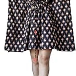 Printed Kaftan Beach Cover Up Dress, Black with Coral Pattern, Drawstring Waist, Tassel Details-picture-2