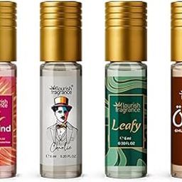 Flourish Fragrance Roll‑On Attar Combo Set | 4 Unique Flourish Al‑Hind, Charlie, Leafy & Oudh | Alcohol‑Free Long‑Lasting Scents | Compact Travel Size | Gift Set (6ml x 4pcs)-image-60