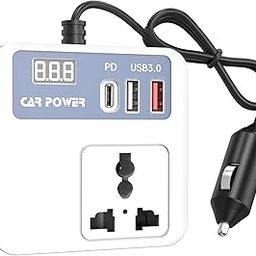 Sounce 150W Car Power Inverter – 12V DC to 220V AC, Dual AC Outlets, 2 USB Ports (3.1A Max) & Type-C Fast Charging, Compact & Safe Laptop Charger for Travel & Camping-11