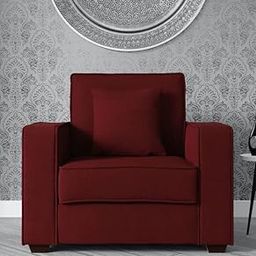 ESPOSENDE OSENNS0037 1 Seater Sofa Maroon Fabric Single Person Couch for Living Room, Bedroom & Office Solid Wood Frame-image-3