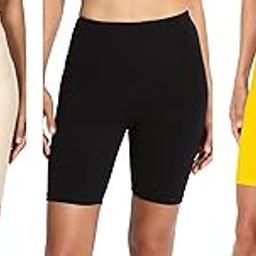 Women's Bio-Wash Knee Length Fitness Workout Running Yoga Shorts (XL, Pack of 3, Tan & Black & Dark Yellow)-image-42