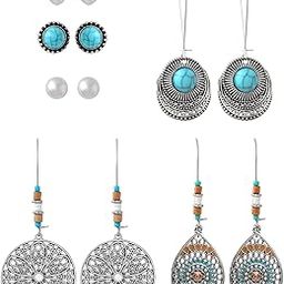 Stud Earrings for Women | Fashion Silver Earrings for Girls Combo of 6 Pairs Stud Hoop Earrings Set | Silver Oxidised Women Earrings | Birthday Gift For Girls Anniversary Gift for Wife-43