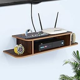 Home Sparkle Setup Box Holder, Wall Shelf, Wooden Decorative Item, Home Furniture, Wall Mount for WiFi Router (B-Brown), Made in India-image-26
