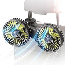 ADOFYS car Fan for Backseat, Dual Head USB Car Seat Fan, 3 Speeds Strong Wind 360° Rotatable Vehicle Rear Headrest Fan for Car, Air Circulation Fans with Adjustable Clip for All Models-image-99