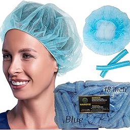 Hairotis Disposable Bouffant Hair Cap 18 Inch (100 Pcs) for Surgical, Restaurant, Home and Hotel Use (pack of 1, blue)-image-7