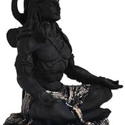SISHKAR Lord Mahalinga Shiva Meditating Idol – Black with Gold Accents | Spiritual Resin Statue for Home, Office & Car Dashboard-9