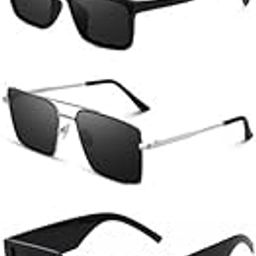 Unisex combo offer pack of 5 shades Unisex Fashion Sunglasses Set, 5 Pairs, Metal Frame, Black and Silver - Combo5-5972-image-93