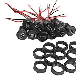10 Pcs Type C Female USB Panel Mount Socket Connector with Wire for Electronic Circuits and DIY Kit-17