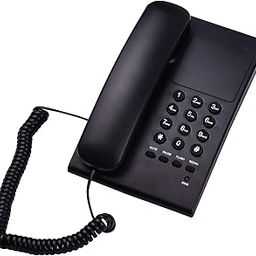 Black Corded Phone Desk Landline Phone Wall Mountable Telephone Support Ringer/Handset Receive Volume Control Flash Mute Function Redial for Hotel Office Business Home-28