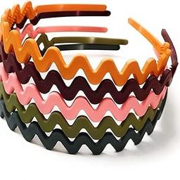 6 Pcs Trendy Zigzag Hairbands for Women & Girls – Matte Finish Plastic Headbands for Daily Use, Non-Slip Fashion Hair Accessories Colorful Headbands-12