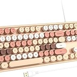 Atelus Computer Wired Keyboard, Plug Play USB Full-Size Keyboard with Large Number Pad, Caps Indicators, Foldable Stands, for Windows 7/8/10 PC Laptop (Milk Tea Colorful)-26