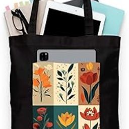 Black Tote Bag With Pocket Printed Designed Canvas Tote Bags For Women large capacity,Tote bag For Shopping, College, Travel, More Canvas Handbag For Unisex Bag-image-5