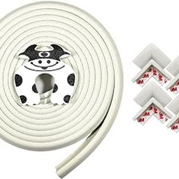 BabySafeHouse Edge Guard and Corner Protector – Extra Long 19ft (16.5ft Edge + 8 Pre-Taped Corner Guards) and Cow Shape Door Stopper (White Color) for Baby Proofing & Child Safety-image-75